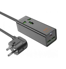 Сетевой фильтр Hoco AC9A 1 гнезд + PD30W Type-C USB-C + 2USB 1.5м 2,5кВт черный