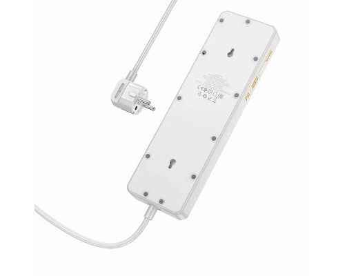 Сетевой фильтр Hoco AC13A 5 гнезд + Type-C USB-C + 3USB 1.5м 2,5кВт белый