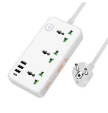 Сетевой фильтр Hoco AC7A 3 гнезда + Type-C (USB-C + 3USB) 1.5м 2,5кВт белый
