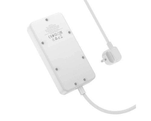 Сетевой фильтр Hoco AC7A 3 гнезда + Type-C (USB-C + 3USB) 1.5м 2,5кВт белый