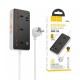 Сетевой фильтр Hoco AC8A 3 гнезда + Type-C (USB-C + 3USB PD30W Fast Charger) 1.5м 2,5кВт черный