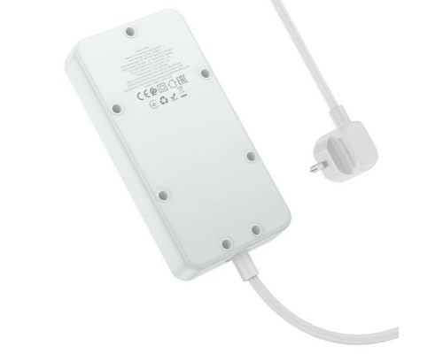 Сетевой фильтр Hoco AC8A 3 гнезда + Type-C (USB-C + 3USB PD30W Fast Charger) 1.5м 2,5кВт белый