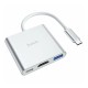 Разветвитель адаптер переходник концентратор Type-C Hoco HB14 Easy use USB-C на USB3.0 + HDMI + PD, серебряный