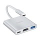 Разветвитель адаптер переходник концентратор Type-C Hoco HB14 Easy use USB-C на USB3.0 + HDMI + PD, серебряный