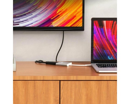 Разветвитель адаптер переходник концентратор Type-C Hoco HB14 Easy use USB-C на USB3.0 + HDMI + PD, серебряный