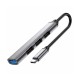 Разветвитель адаптер переходник концентрато Type-C Hoco HB26 на USB 3.0 и 3 x USB 2.0 для MacBook Apple серый