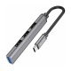 Разветвитель адаптер переходник концентрато Type-C Hoco HB26 на USB 3.0 и 3 x USB 2.0 для MacBook Apple серый