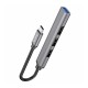 Разветвитель адаптер переходник концентрато Type-C Hoco HB26 на USB 3.0 и 3 x USB 2.0 для MacBook Apple серый