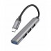 Разветвитель адаптер переходник концентрато Type-C Hoco HB26 на USB 3.0 и 3 x USB 2.0 для MacBook Apple серый