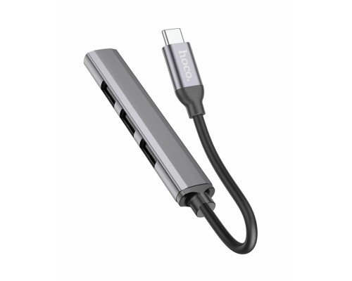 Разветвитель адаптер переходник концентрато Type-C Hoco HB26 на USB 3.0 и 3 x USB 2.0 для MacBook Apple серый