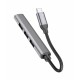 Разветвитель адаптер переходник концентрато Type-C Hoco HB26 на USB 3.0 и 3 x USB 2.0 для MacBook Apple серый