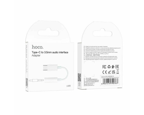 Адаптер HOCO LS35 USB Type-C to 3.5mm Audio. Переходник для наушников, для Apple iPhone 15 / iPad / Samsung 