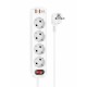 Сетевой фильтр-удлинитель Hoco NS1, 2USB+1C+4BIT, 4000W с Кабелем 1.8 метра, Белый