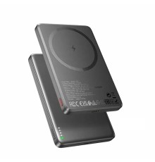 Внешний Qi MagSafe аккумулятор Hoco Aluminum alloy Q26 Joy, 5000 mAh, Qi15W/PD20W, metal gray