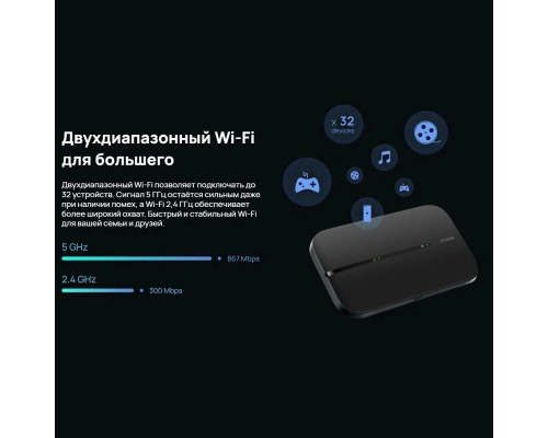 Мобильный Wi-Fi роутер с аккумулятором Huawei E5783-230a 3G, 4G, Wi-Fi 802.11ac/n, 2.4/5 ГГц Черный (RU)
