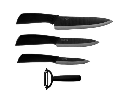 Набор керамических кухонных ножей с овощечисткой HuoHou Ceramic Kitchn Knife Set, HU0010, черный, 4 предмета