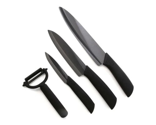 Набор керамических кухонных ножей с овощечисткой HuoHou Ceramic Kitchn Knife Set, HU0010, черный, 4 предмета
