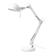 Лампа офисная ИКЕА FORSA (ФОРСО), E14, 40 Вт, цвет арматуры: белый, цвет плафона/абажура: белый