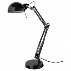 Лампа офисная ИКЕА FORSA (ФОРСО), E14, 40 Вт, цвет арматуры: черный, цвет плафона/абажура: черный