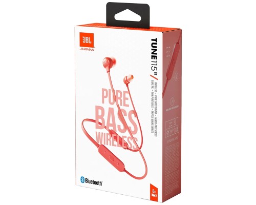 Беспроводные наушники JBL Tune 115BT, кораллово-оранжевый