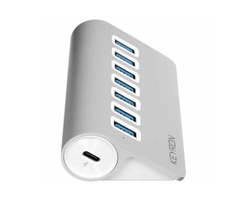 USB-концентратор KEYRON  M3U7-05, разъемов: 7, серебристый
