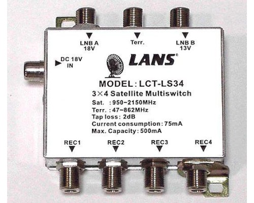 Мультисвитч LANS LCT-LS34 3x4 радиальный активный