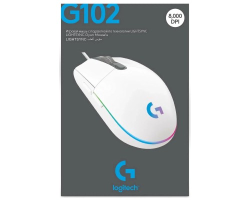 Игровая мышь Logitech G G102 Lightsync, белый (910-005823)