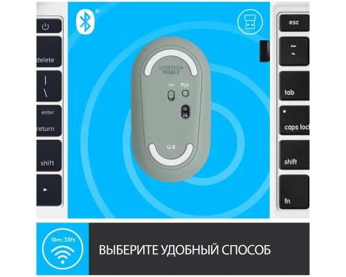 Беспроводная компактная мышь Logitech Pebble M350 Green (910-005720)