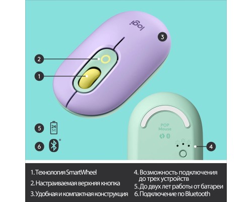 Беспроводная мышь Logitech Pop, Daydream Mint (910-006547)