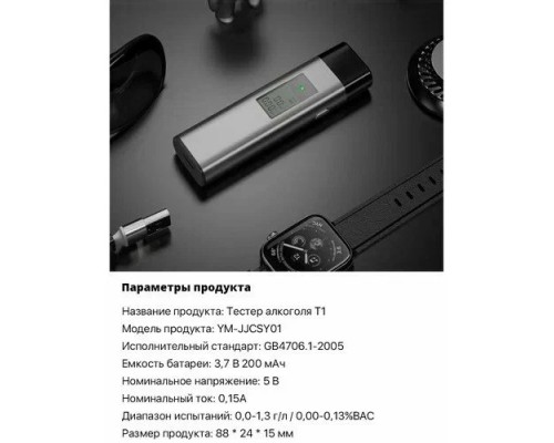 Алкотестер Xiaomi Lydsto Alcohol Tester T1 YM-JJCSY01, черный