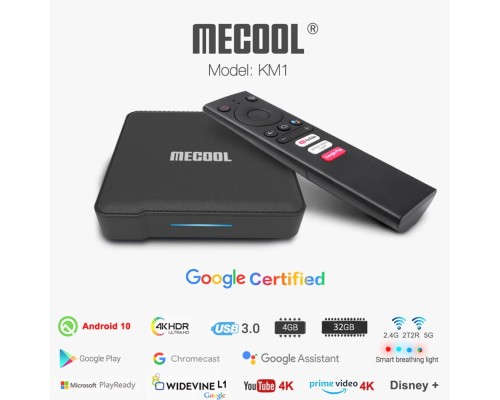 Комплект MECOOL KM1 Deluxe + Геймпад / 4Gb/32Gb DDR4