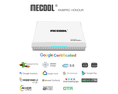 MECOOL KM9 PRO Honour медиаплеер AndroidTV 9 / 4Gb/32Gb DDR4