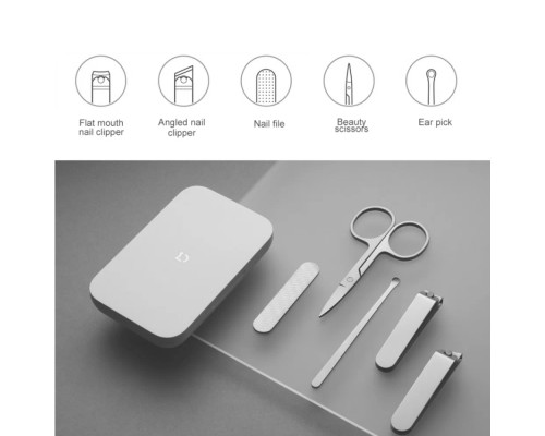 Маникюрный Набор Xiaomi Mijia Nail Clipper Five Piece Set, белый/серебристый, 5 предметов