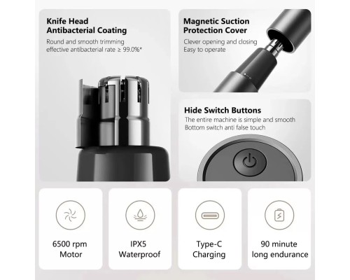 Триммер Mijia Nose Hair Trimmer (MJGHB1LF), черный