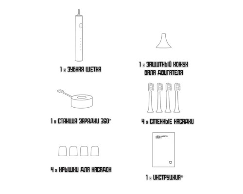 Звуковая зубная щетка Xiaomi T302 (MES608), розовая, 4 насадки, беспроводная