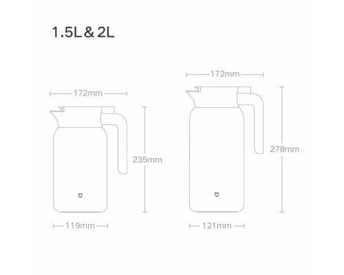 Термос, термокувшин Xiaomi Mijia 2,0L (MJBWH02PL), CN, белый