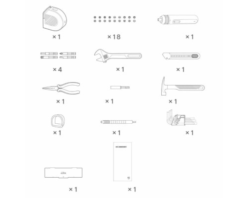 Набор инструментов Xiaomi Mijia set of tools Toolbox (MJGJX001QW), черный