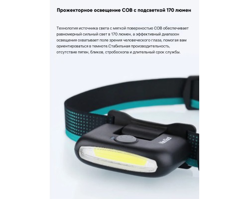 Налобный фонарь Xiaomi NexTool NE20002 черный, 170Лм, с зарядкой Type-C