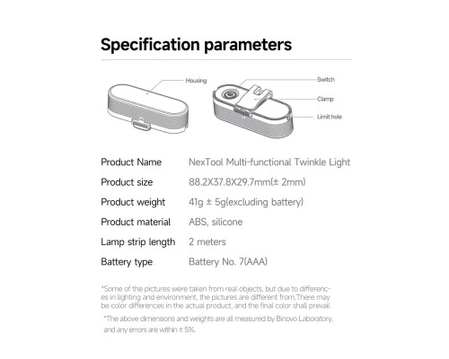 Светодиодная лента-фонарь NexTool Twinkle Light (NE20282), зеленый/черный