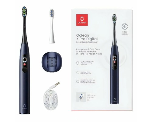 Электрическая зубная щетка Oclean X Pro Didital (Y2076), 2 насадки, темно-синий