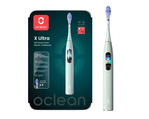 Электрическая зубная щетка Oclean X Ultra, 2 насадки, wi-fi и bluetooth, мятно-зеленый