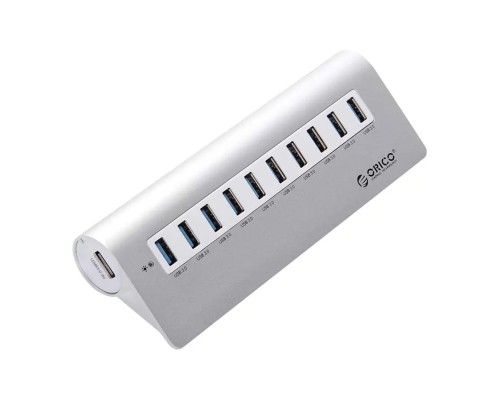 USB-концентратор ORICO M3H10, разъемов: 10, серебристый