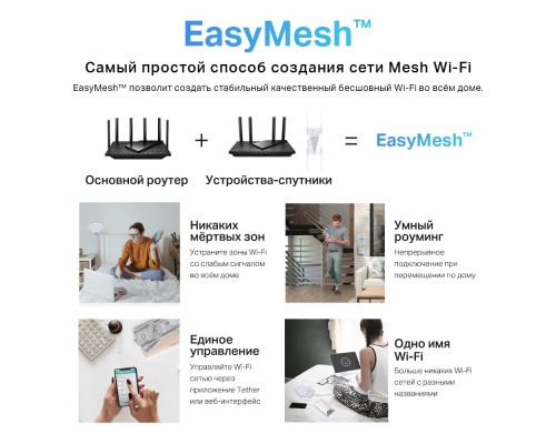 Двухдиапазонный гигабитный роутер Wi‑Fi AX3000 TP-LINK Archer AX53 с поддержкой Mesh, черный