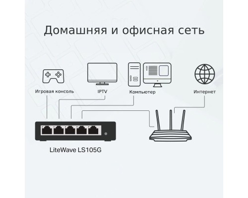Коммутатор TP-LINK LS105G 5 портов 10/100/1000Мбит/с