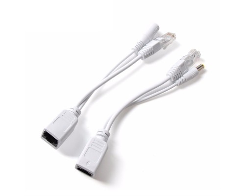 Инжектор - сплиттер для передачи PoE по кабелю Cat 5e, пассивный комплект, белый