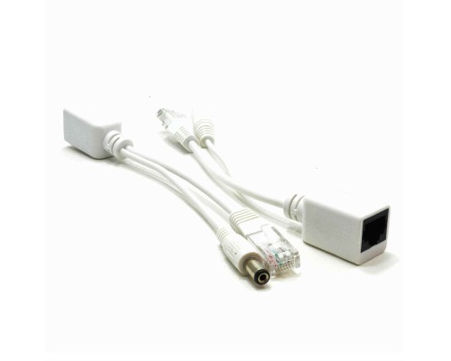 Инжектор - сплиттер для передачи PoE по кабелю Cat 5e, пассивный комплект, белый
