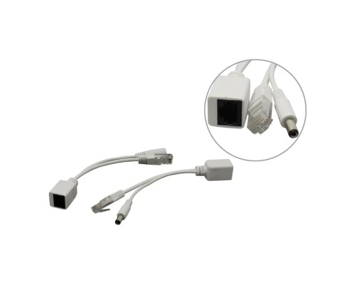 Инжектор - сплиттер для передачи PoE по кабелю Cat 5e, пассивный комплект, белый