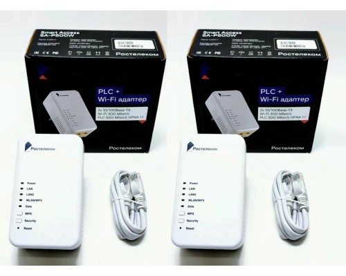 PLC адаптер Ростелеком Smart Access SA-P500W (PLC+Wi-Fi), комплект 2 шт.