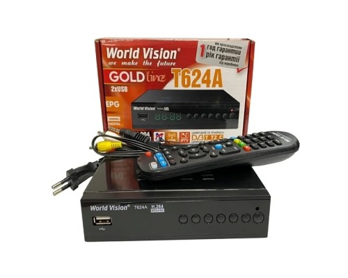 World Vision T624A DVB-T/T2/C Цифровой эфирный / кабельный приемник с обучаемым пультом ДУ