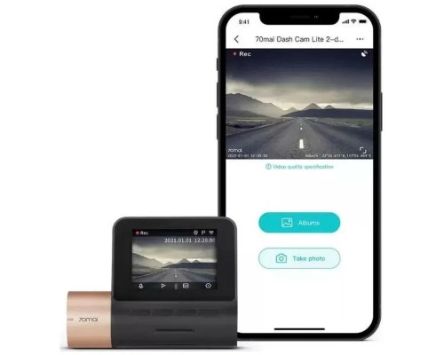 Видеорегистратор 70mai Dash Cam Lite 2, ГЛОНАСС, черный
